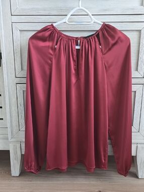 WHBM Satin Top with Keyhole Neckline